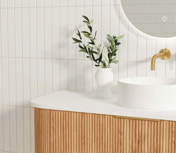Bondi 1200mm Woodland Oak Fluted Curve Vanity Cabinet Only - Image 3