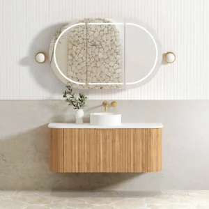 Bondi 1200mm Woodland Oak Fluted Curve Vanity Cabinet Only