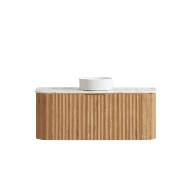 Bondi 1200mm Woodland Oak Fluted Curve Vanity Cabinet Only - Image 4