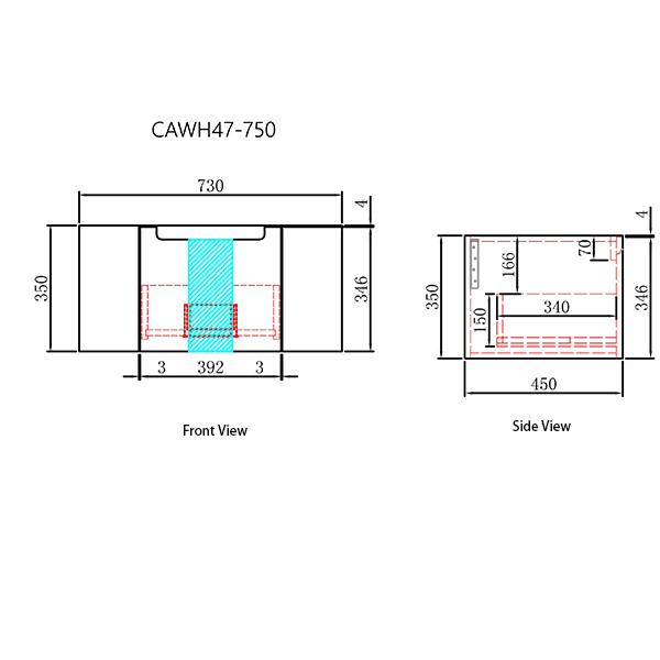 Aulic Carita Wall Hung 750mm Cabinet Only - Image 3