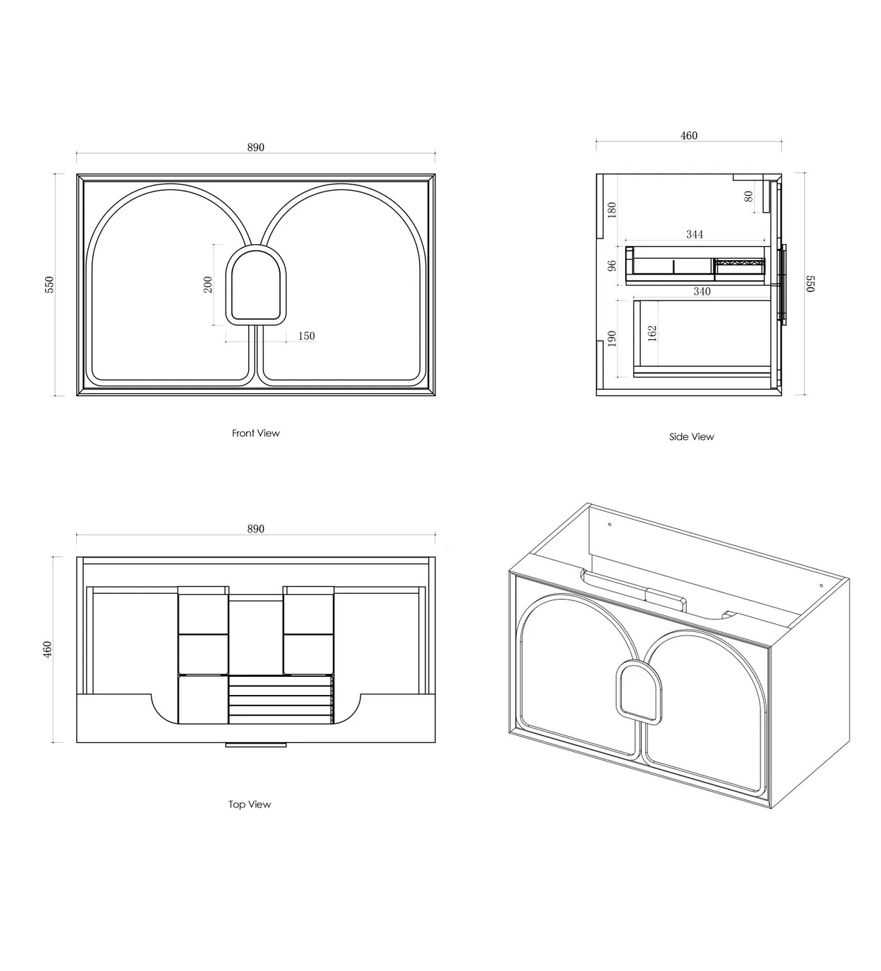 Laguna Mark II 900mm Woodland Oak Wall Hung Vanity Only - Image 7
