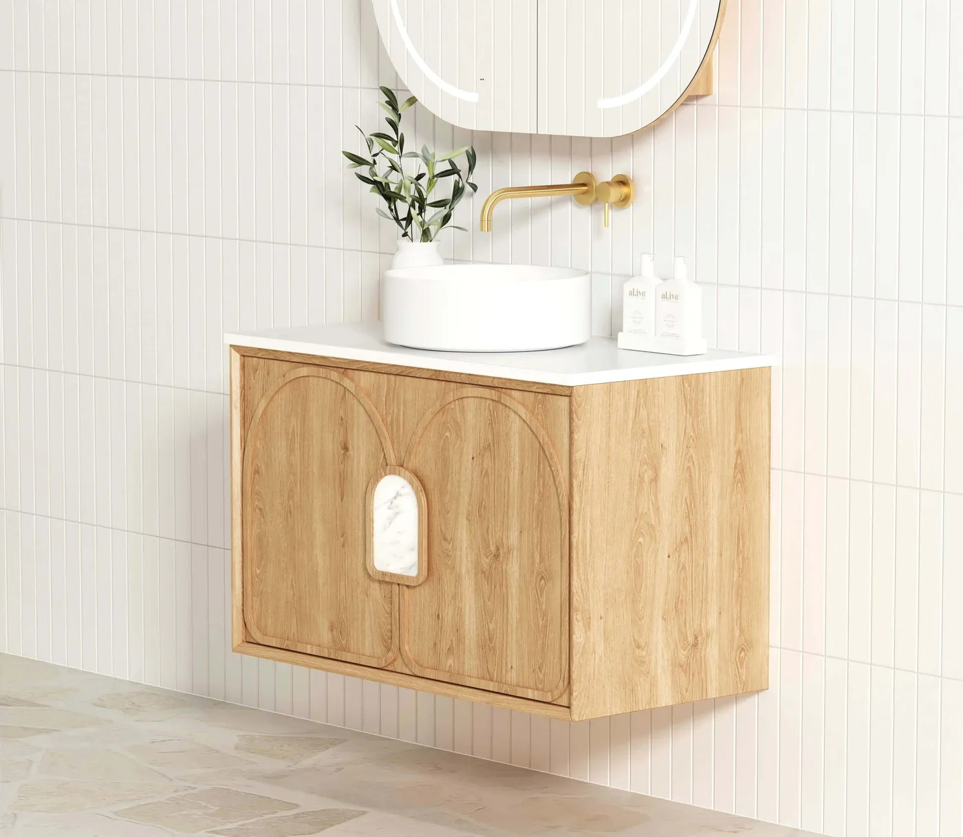 Laguna Mark II 900mm Woodland Oak Wall Hung Vanity Only - Image 3