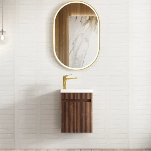 OTTI Mini Ensuite Vanity 400mm Sable Walnut Fluted Vanity