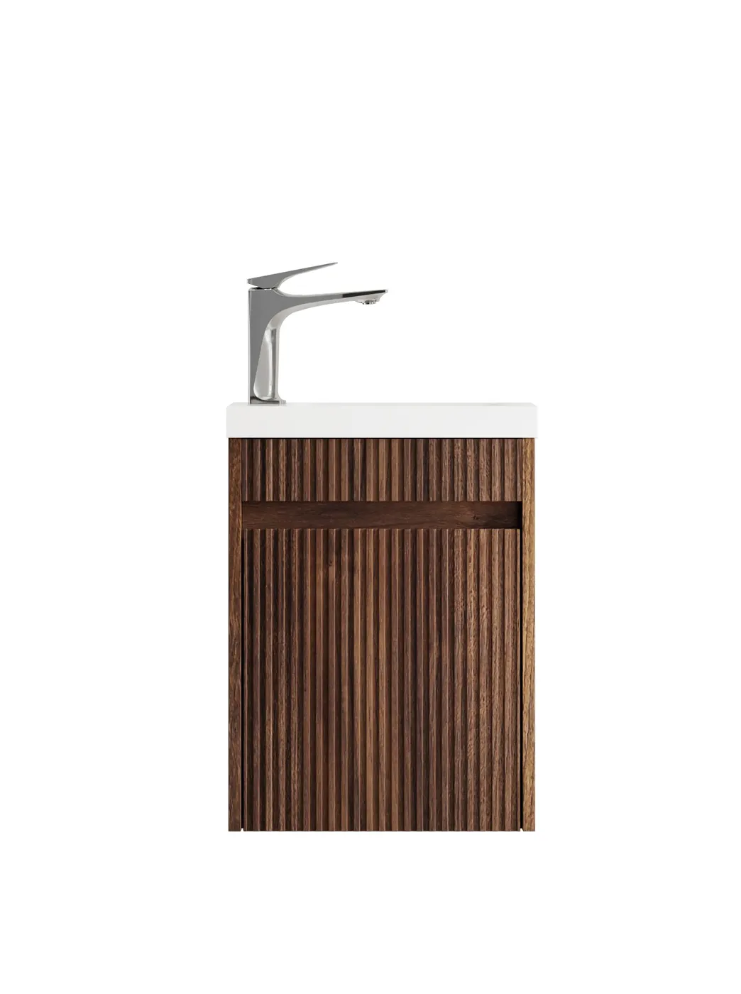 OTTI Mini Ensuite Vanity 400mm Sable Walnut Fluted Vanity - Image 5