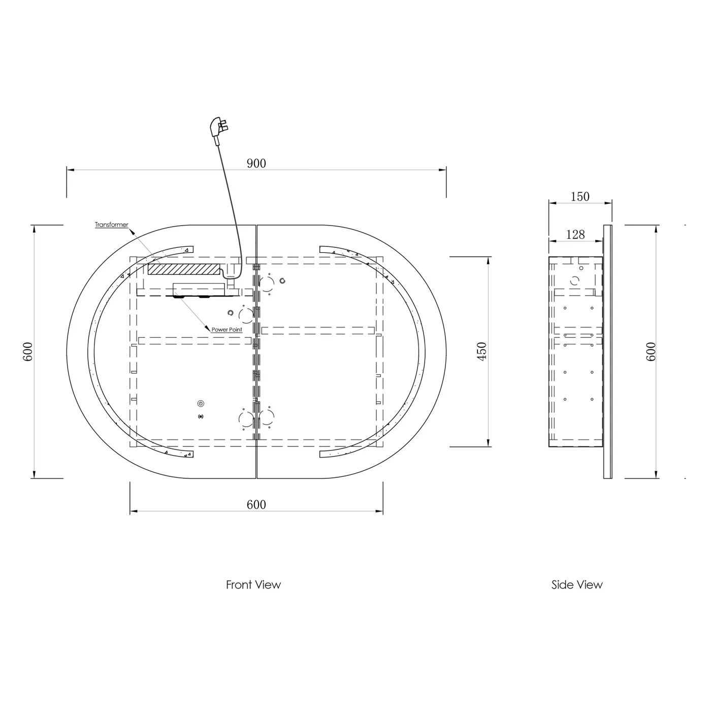 OTTI LED Bondi 900(W)x600(H) White Shaving Cabinet - Premium Edition - Image 5