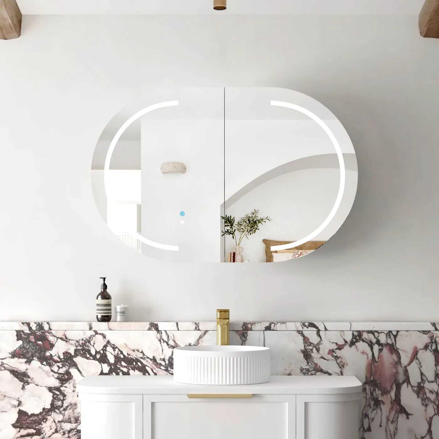 OTTI LED Bondi 900(W)x600(H) White Shaving Cabinet - Premium Edition