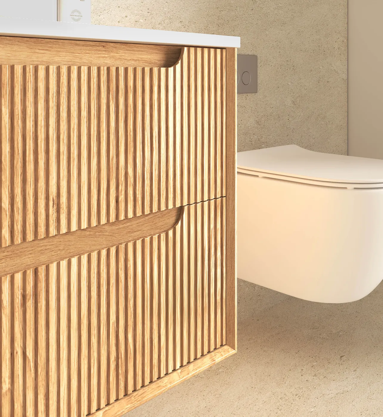 Byron Fluted 750mm Woodland Oak Wall Hung Vanity - Image 5