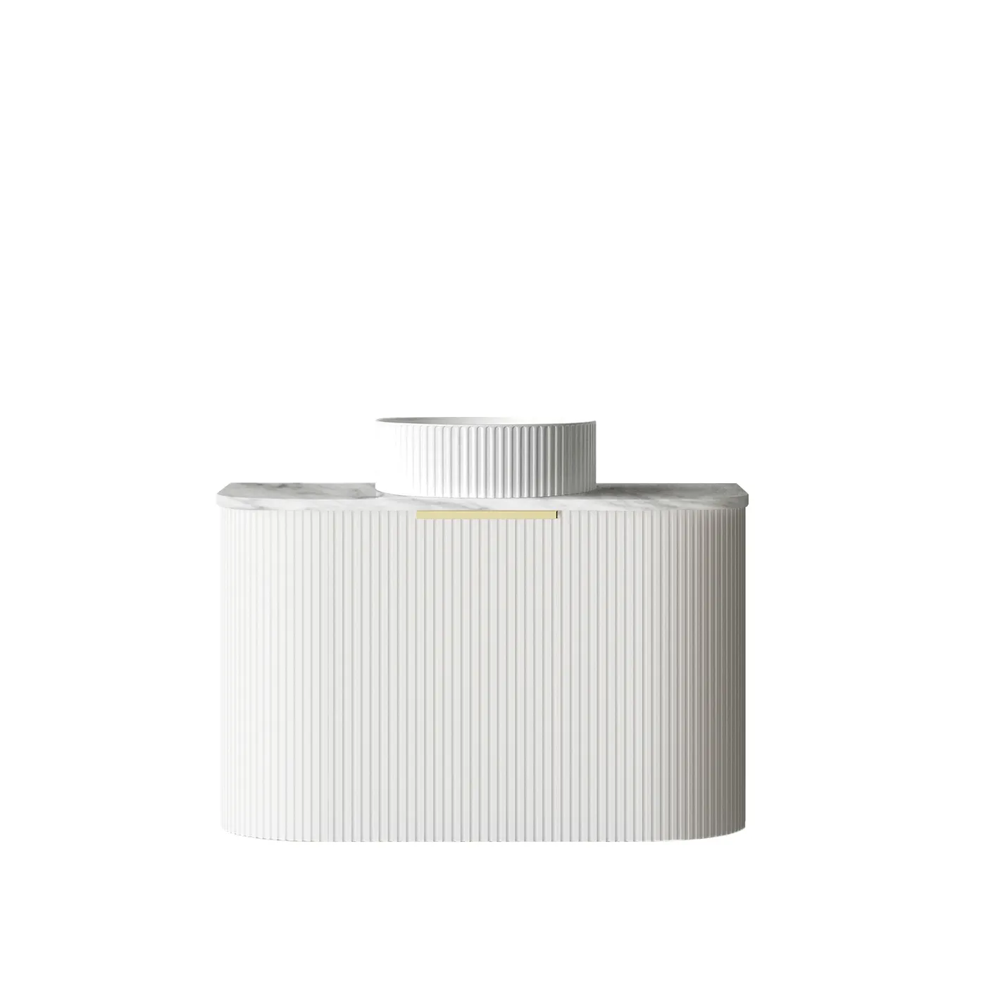 Bondi 750mm Satin White Fluted Wall Hung Curve Vanity (12TH & NTH Only) - Image 4