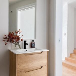 Byron 750mm Natural Oak Wall Hung Vanity Including Ceramic Basin
