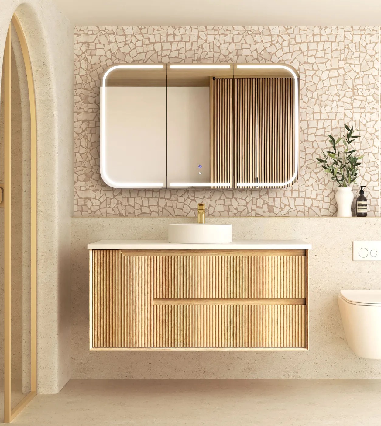 Byron Fluted 1200mm Woodland Oak Wall Hung Vanity
