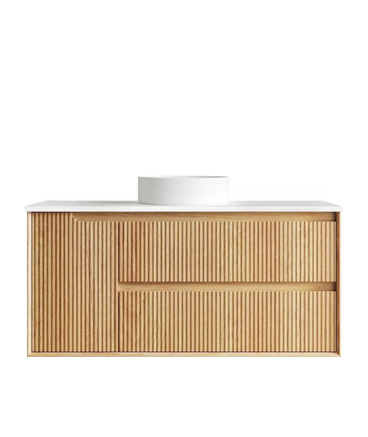 Byron Fluted 1200mm Woodland Oak Wall Hung Vanity - Image 5