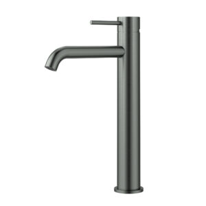 Otus Slimline Basin Mixer High Rise Curved Spout Gun Metal